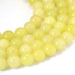 Natürlicher Zitrone Jade runde Perle Stränge, 8~8.5 mm, Bohrung: 1 mm, ca. 47 Stk. / Strang, 15.5 Zoll