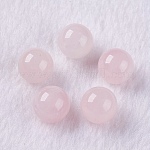 Natural Rose Quartz Beads, Half Drilled, Round, 6mm, Hole: 1mm