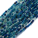 Chapelet de perles rondes en agate naturelle, teinte, facette, sarcelle, 4mm, Trou: 1mm, Environ 95 pcs/chapelet, 14.96 pouce