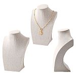 Stereoscopic Necklace Bust Displays, Synthetic Wood Necklace Displays, Covered with Hemp, PapayaWhip, 200x150x80mm