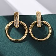 Латунные серьги-гвоздики с микропаве из прозрачного кубического циркония EJEW-F374-01G