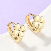 Серьги-кольца из латуни с клевером EJEW-Z102-11G