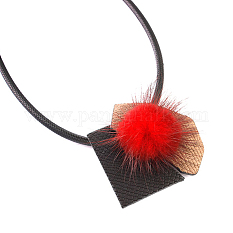 Hair Ball Pendant Necklaces NJEW-N0060-033B