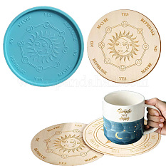 Astrology Board Theme Flat Round Cup Mat Silicone Molds DIY-I088-06A