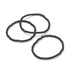 Runde Glasperlen-Stretcharmbänder für Teenager-Mädchen, Schwarz, Perlen: 4~5 mm, Innendurchmesser: 2-1/4 Zoll (5.65 cm)
