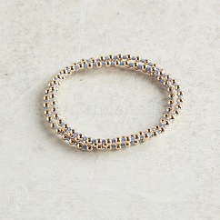 Ensemble de 3 bracelet extensible en perles de verre et perles de rocaille pour femme, Round & colonne, lilas, 6.50 pouce (16.5 cm)
