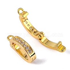 Messing Micro Pave Zirkonia Enhancer Shortener Anhänger Kautionen, klappbare Kautionen, mit Schleife, Bleifrei und Nickel frei und Cadmiumfrei, golden, 14x7.5x2.8 mm, Bohrung: 1.2 mm, Innendurchmesser: 7.7x4.1 mm