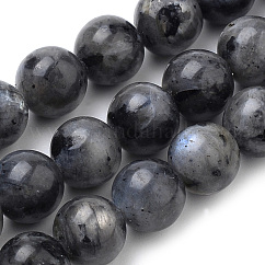 Hebras de cuentas de larvikita natural, redondo, 12mm, agujero: 1 mm, aproximamente 34 pcs / cadena, 15 pulgada
