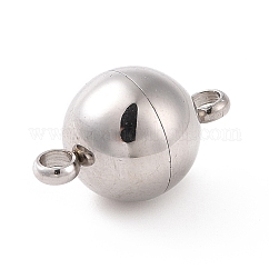 Anlaufgeschützte Magnetverschlüsse aus Edelstahl 304 mit Schlaufen, Runde, Edelstahl Farbe, 16x10 mm, Bohrung: 2 mm