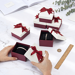 Scatole regalo in carta con fiocco in poliestere&nbsp;CON-WH0095-224B