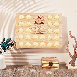 Présentoirs rectangulaires en bois de pin pour pièces de monnaie&nbsp;ODIS-WH0030-253