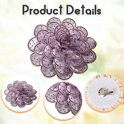 Броши из цветочной ткани со стразами&nbsp;JEWB-WH20009-06P-01