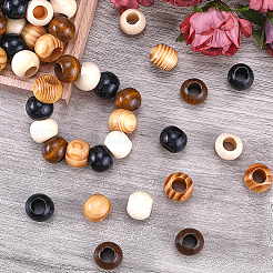 60 pieza de cuentas de madera de 4 colores con agujeros grandes&nbsp;WOOD-GF0002-18