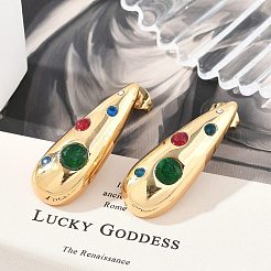 Orecchini a bottone in vetro in acciaio inossidabile 304&nbsp;EJEW-M070-17G-02