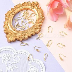 24 шт. 6 стильных латунных крючка для сережек с микропаве из прозрачного кубического циркония&nbsp;KK-BBC0002-11