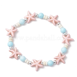 Синтетические окрашенные бирюзовые бусины и натуральные круглые бусины говлита&nbsp;BJEW-JB11792-01