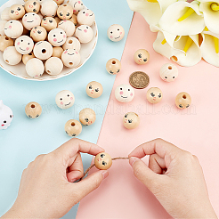 52 шт. 2 вида бусин из натурального дерева&nbsp;WOOD-PH0002-24