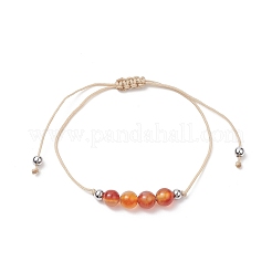 Set di 3 braccialetti con perline intrecciate in agata rossa naturale stile 3 pz&nbsp;BJEW-JB09334-08