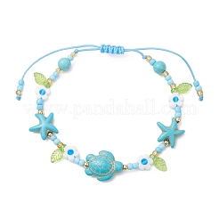 2 шт. Браслет из синтетического бирюзового и стеклянного бисера&nbsp;BJEW-MZ00305