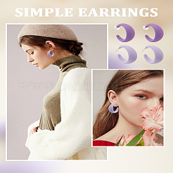 4 пара двухцветных акриловых сережек-гвоздиков в форме буквы С&nbsp;EJEW-LP0001-63