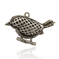 Antike Silber-Legierung Strass Kristall Vogel hohlen Anhänger&nbsp;ALRI-J040-01AS