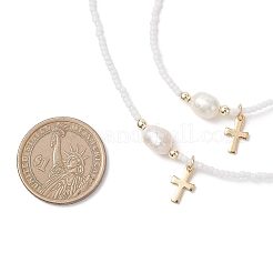 Комплекты браслетов и ожерелий из натурального культивированного пресноводного жемчуга и стеклянных бусин&nbsp;SJEW-JS01365