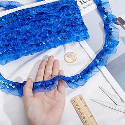 Bordure en dentelle élastique à volants en polyester&nbsp;OCOR-WH0070-314