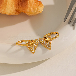 Pendientes colgantes de aro con rhinestone de acero inoxidable 304 para mujer&nbsp;BD6871