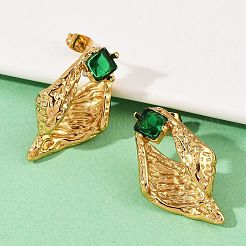 Серьги-гвоздики из нержавеющей стали 304 с огранкой «конч»&nbsp;LS-EJEW-M105-04G