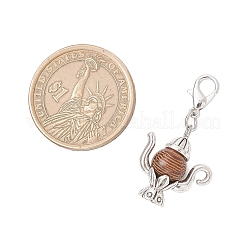 Подвесные украшения из сплава в тибетском стиле и натурального дерева венге&nbsp;HJEW-JM03546