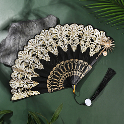 1 шт. складной веер из полиэстера и пластикового сплава&nbsp;AJEW-SP0003-75A