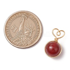4 stücke 4 arten natürliche rose quarz & aventurin & amethyst & karneol kupfer draht gewickelt herz ball anhänger&nbsp;PALLOY-TA00215-01