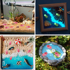 12 шт. светящиеся полупрозрачные смоляные кабошоны в виде морских животных&nbsp;RESI-TA0004-56D