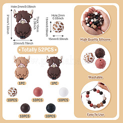 52шт набор печатных силиконовых бусин для фокусировки&nbsp;SIL-TA0002-99