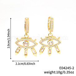 Orecchini a cerchio in ottone alla moda con zirconi cubici trasparenti&nbsp;CN7590-2