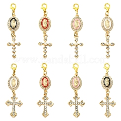 4 pendentif décoratif en alliage émaillé et strass&nbsp;HJEW-YW00493-01