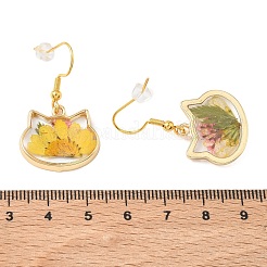 Ohrringe aus Legierung und getrockneten Blumen&nbsp;EJEW-Z169-01G-02