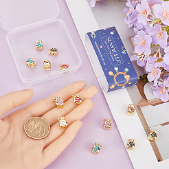 16 шт. стойка с покрытием из настоящих 18-каратного золота латунные эмалевые бусины&nbsp;FIND-SC0001-76