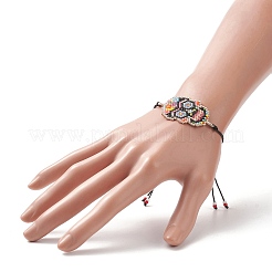 Японский браслет ручной работы с черепом и звеньями из семян&nbsp;BJEW-MZ00021-01