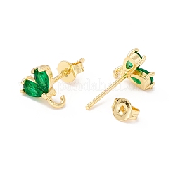 Boucles d'oreilles en laiton plaqué de zircone cubique&nbsp;MAK-I684-10G-01-RS