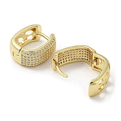Pendientes de aro de circonita cúbica micro pavé de latón chapado en rack para mujer&nbsp;EJEW-F331-01G