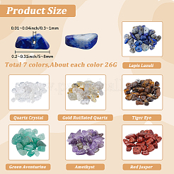 7 Stile natürlicher Amethyst & Gold Rutilquarz & Tigerauge & roter Jaspis & Lapislazuli & grüner Aventurin & Quarzkristall-Chip-Perlen-Sets&nbsp;G-PA0001-96