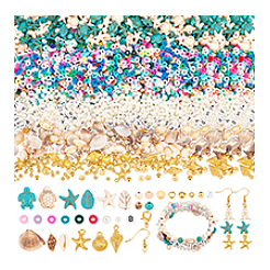 Kits para hacer aretes colgantes de concha natural y turquesa sintética&nbsp;DIY-PH0023-57