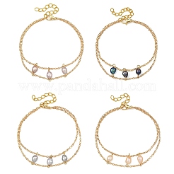 Chaînes en laiton et bracelets double rangs de perles de culture d'eau douce naturelles pour femmes&nbsp;BJEW-JB14135