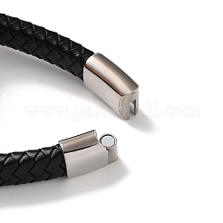Geflochtene Armbänder aus schwarzem PU-Leder für Herren&nbsp;BJEW-K243-16AS