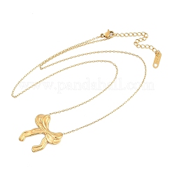 Ионное покрытие (ip) 304 нержавеющая сталь бант кулон кабель цепь ожерелья для женщин&nbsp;NJEW-P320-12A-G