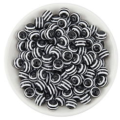 200 шт. круглые полосатые бусины из смолы&nbsp;RESI-PA0001-17