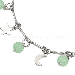 Браслеты на ногу из латунной цепочки с подвесками в виде луны&nbsp;AJEW-AN00732-03