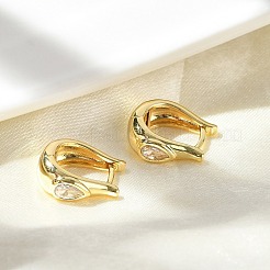 Pendientes de aro con micropavé de latón en forma de lágrima y circonitas cúbicas transparentes&nbsp;LS-EJEW-D311-109G
