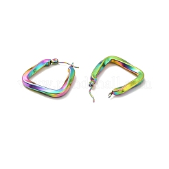 Orecchini a cerchio trapezoidali in acciaio inossidabile 304 con placcatura ionica (ip) per donna&nbsp;EJEW-P202-05MC